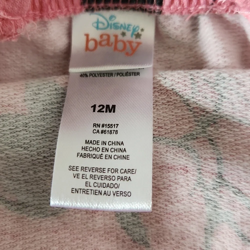 Disney baby set of t shirt and shortall pink black 12 months baby girl